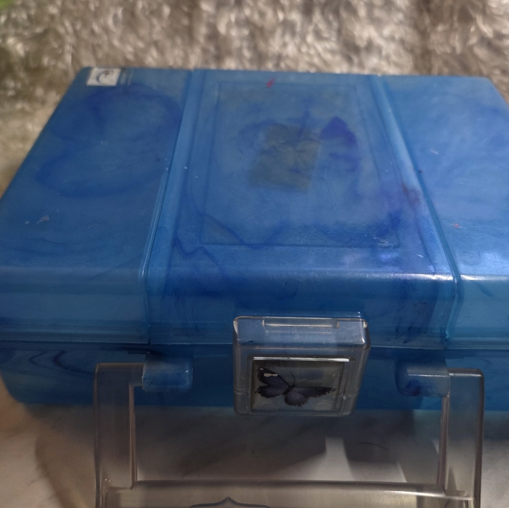 Blue Storage Box with Butterfly Detail